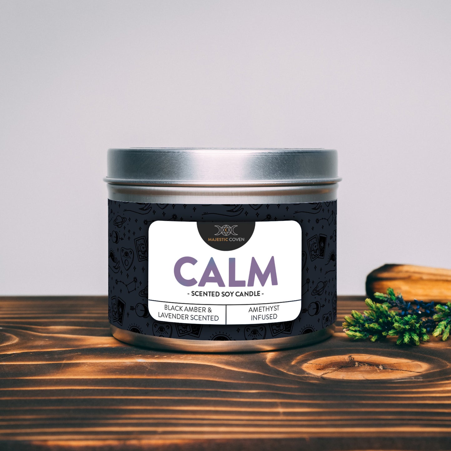 Calm - Amethyst Infused Crystal Soy Candle Majestic Coven