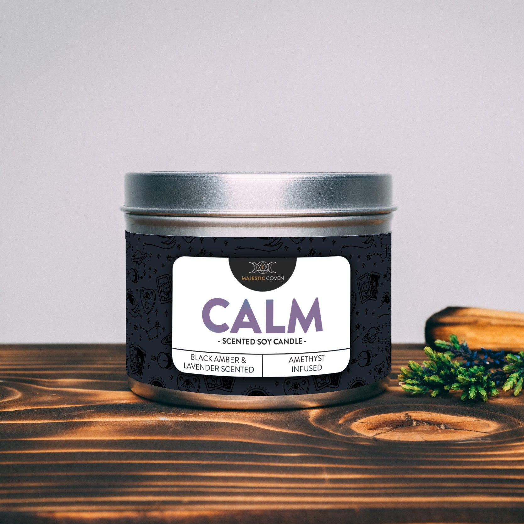 Calm - Amethyst Infused Crystal Soy Candle Majestic Coven
