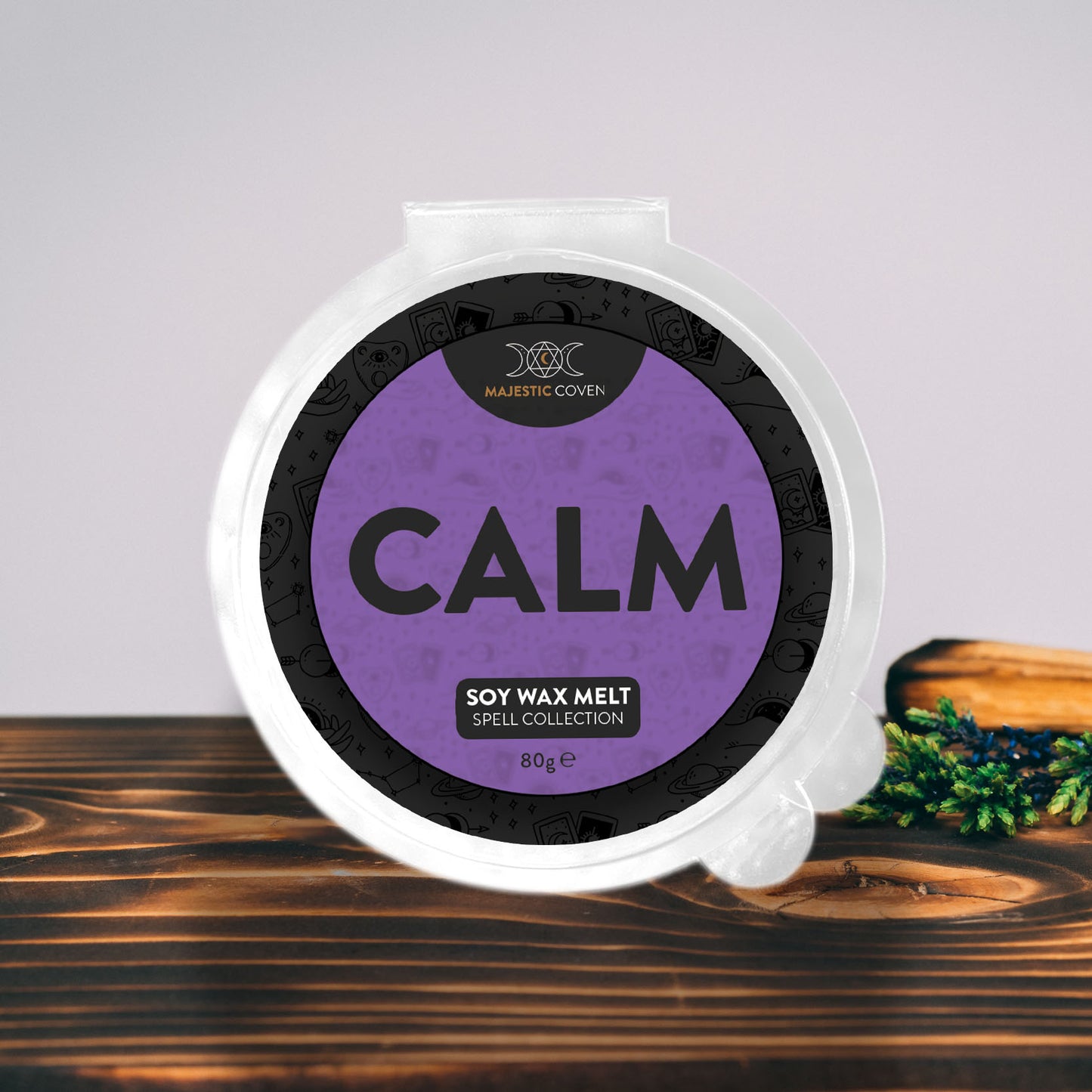 Calm - Black Amber & Lavender - Soy Wax Melt 80g Segment Pot Majestic Coven