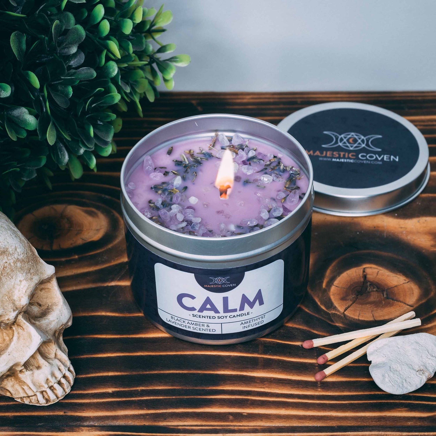 Calm - Amethyst Infused Crystal Soy Candle (WS) Majestic Coven