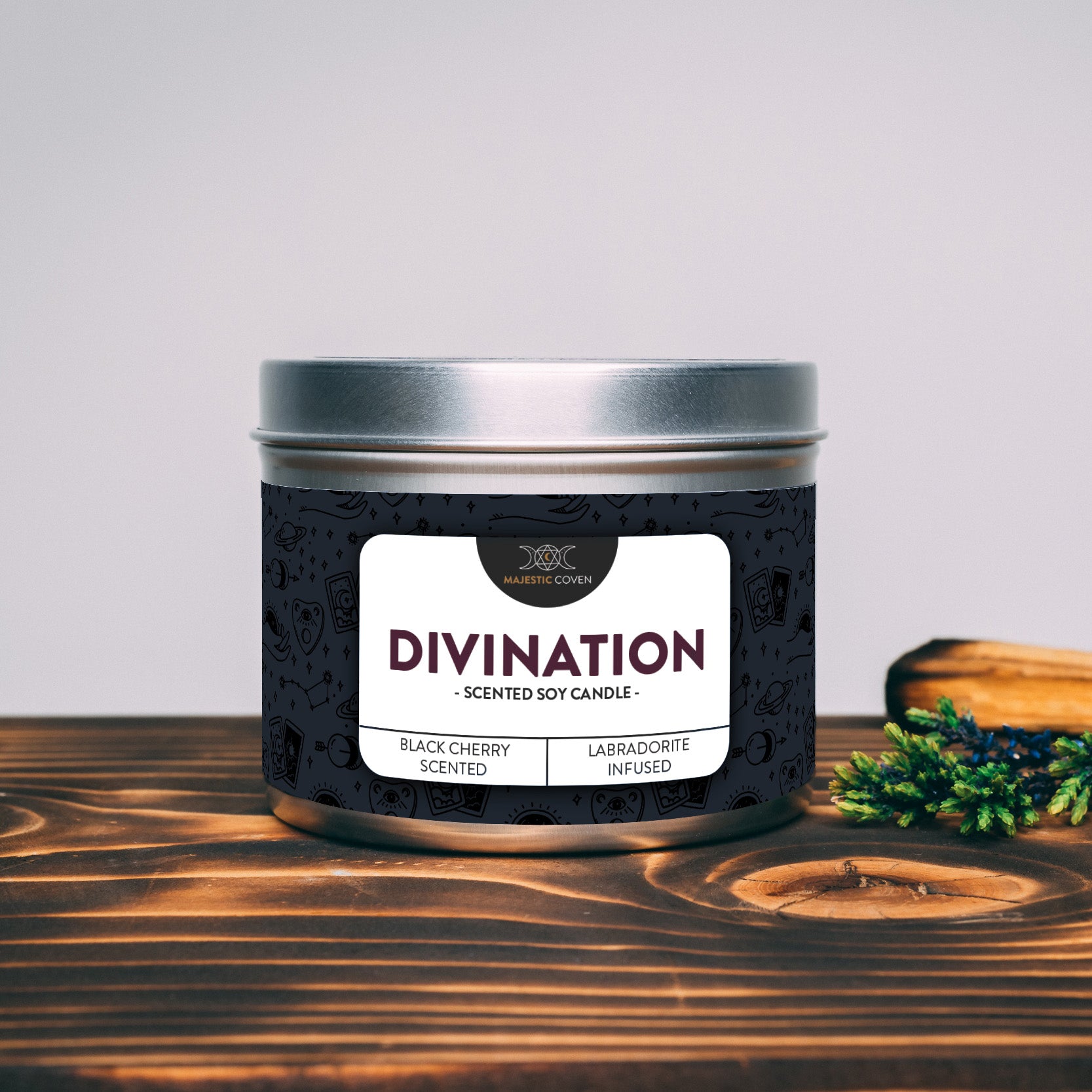 Divination - Labradorite Infused Crystal Soy Candle Majestic Coven