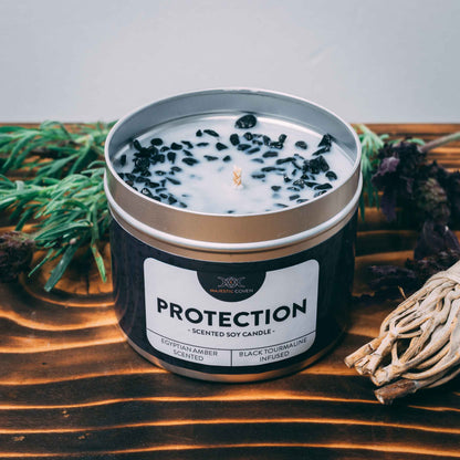 Protection - Black Tourmaline Infused Crystal Soy Candle