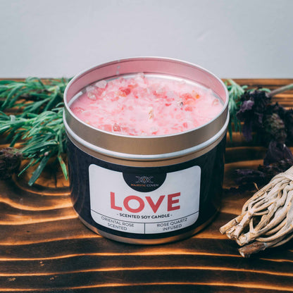 Love - Rose Quartz Infused Crystal Soy Candle