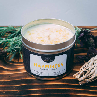 Happiness  - Citrine Infused Crystal Soy Candle