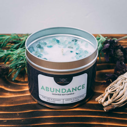 Abundance - Green Aventurine Infused Crystal Soy Candle