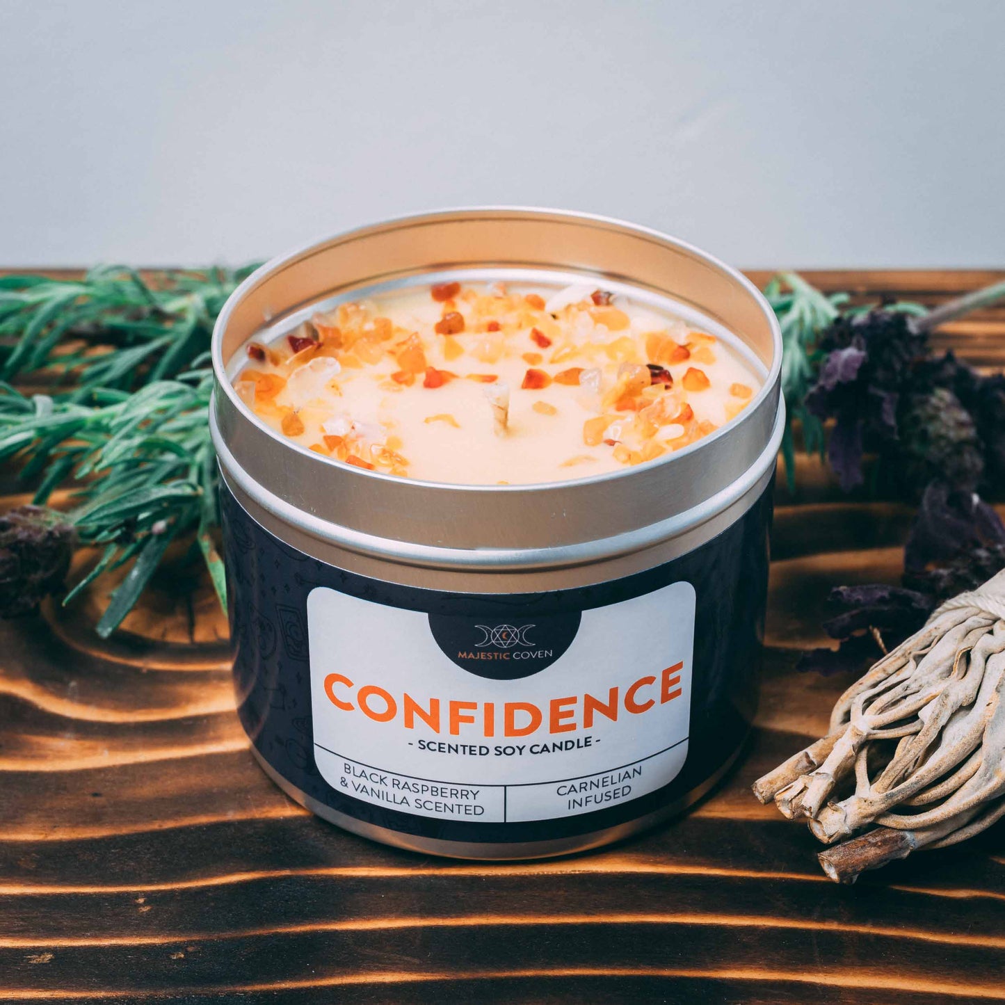 Confidence - Carnelian Infused Crystal Soy Candle