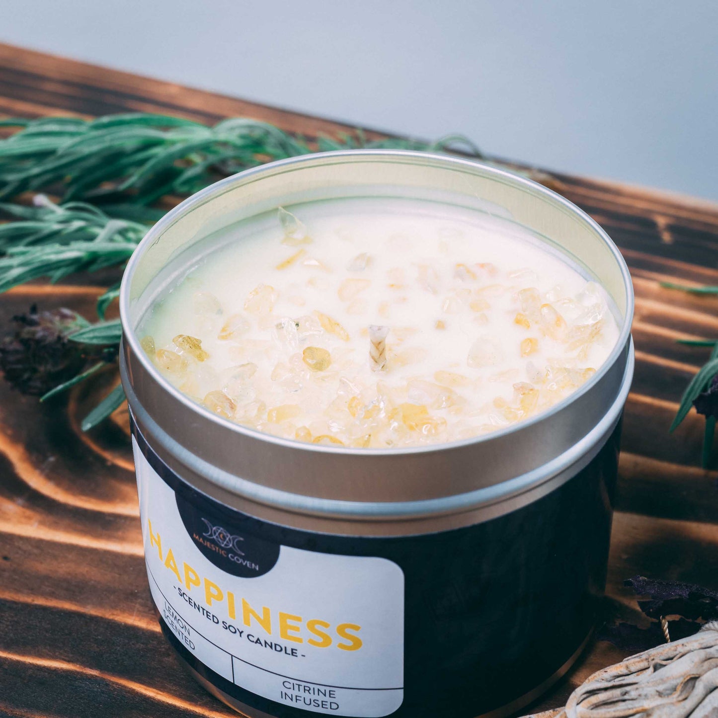 Happiness  - Citrine Infused Crystal Soy Candle