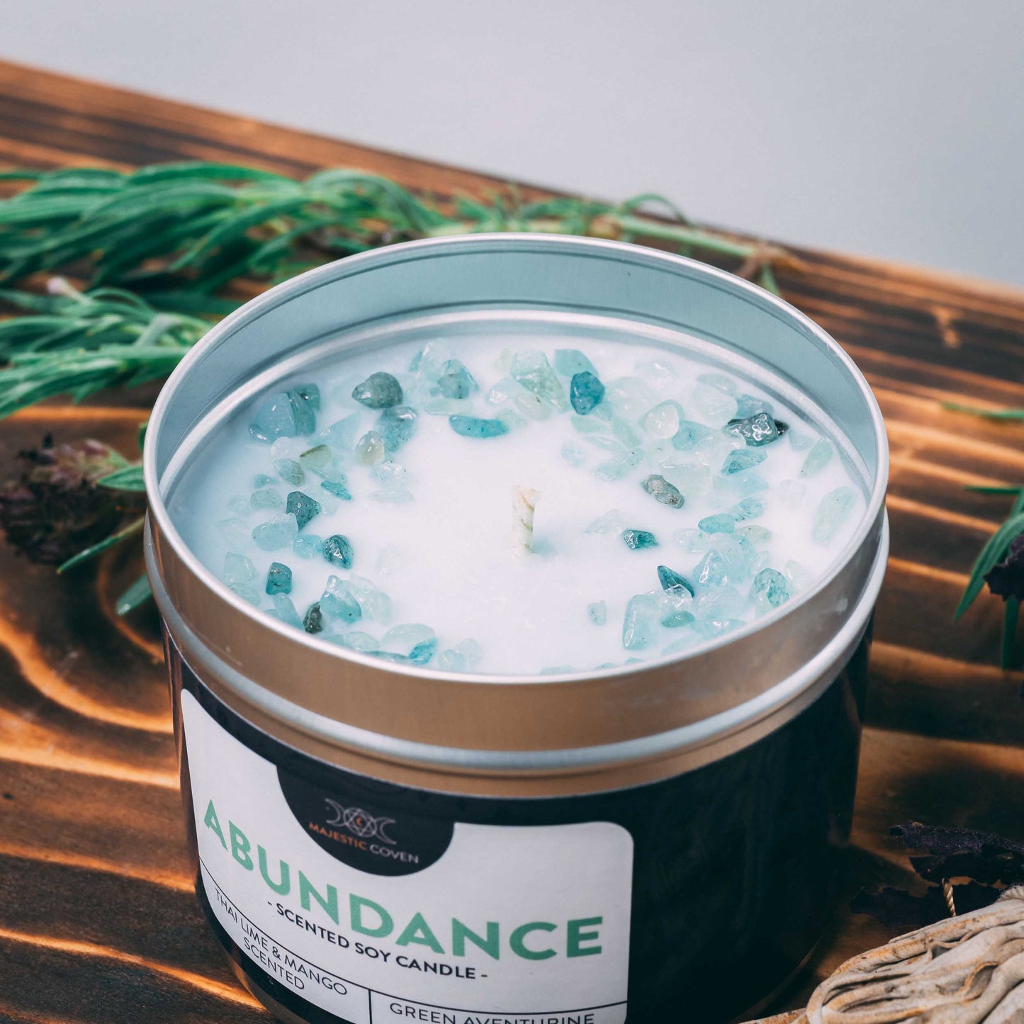 Abundance - Green Aventurine Infused Crystal Soy Candle