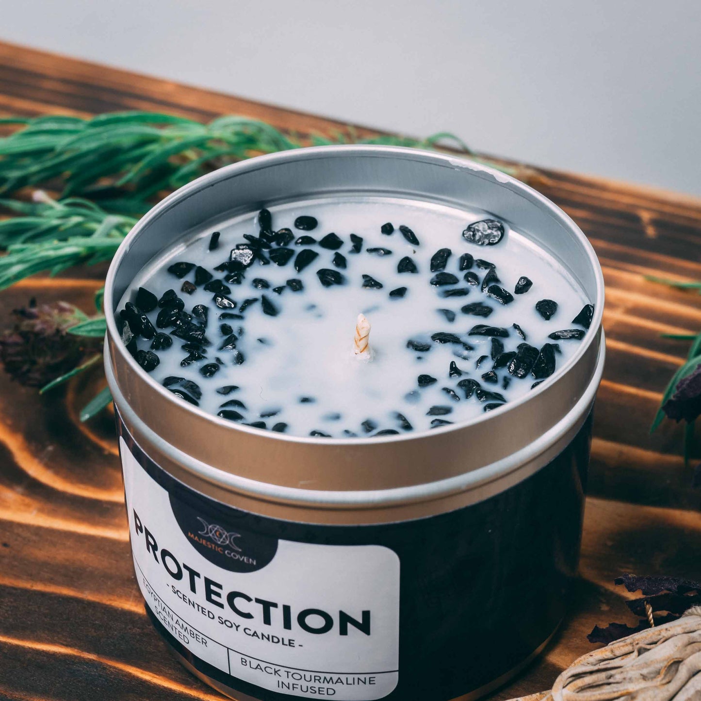 Protection - Black Tourmaline Infused Crystal Soy Candle