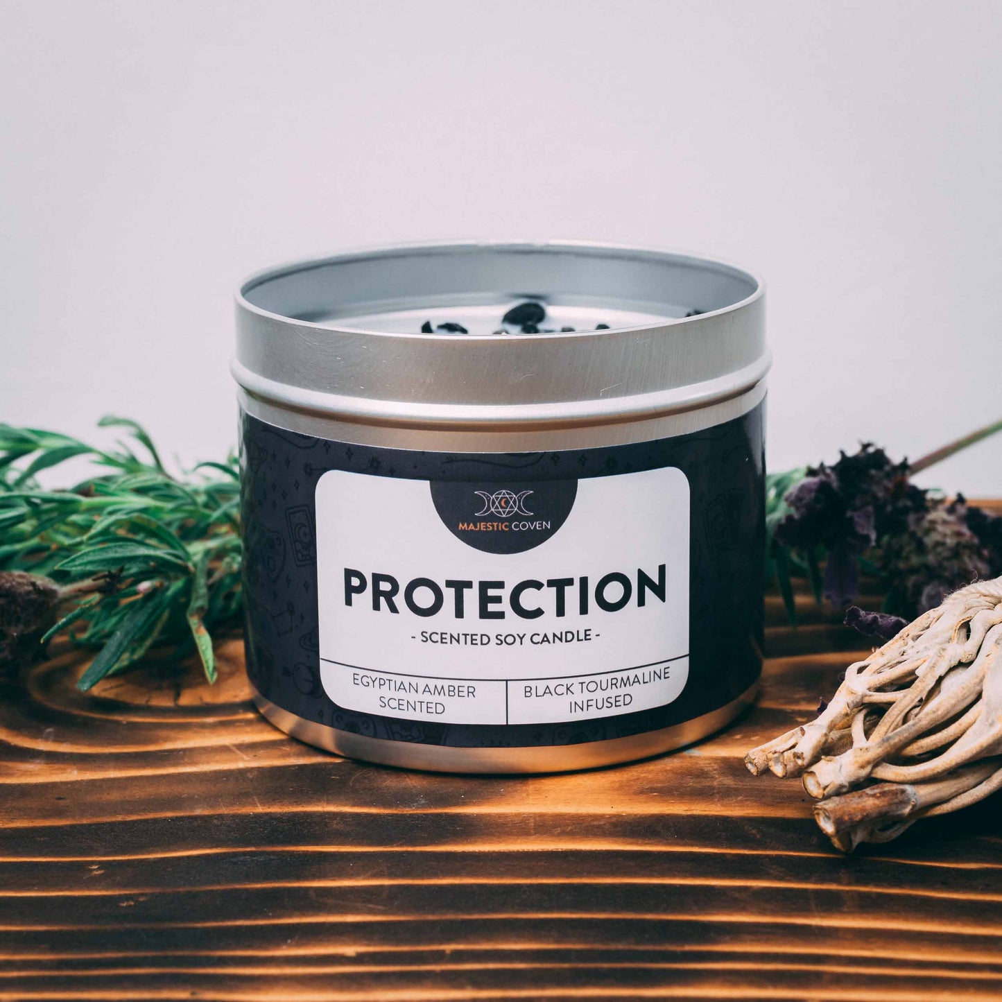 Protection - Black Tourmaline Infused Crystal Soy Candle